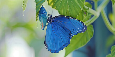 New Life Unfolding: Blue Morpho Butterfly Emerges in Stunning Display