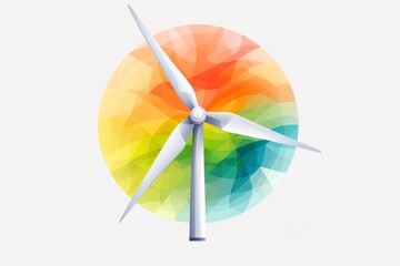 Obraz premium Colorful wind turbine illustration for renewable energy concepts