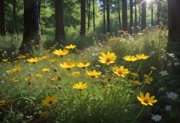 Fototapeta premium Coreopsis flower closeup Realistic Light understand sun light significantly summer season flower concept