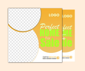 Real estate home sale social media post banner design template For digital marketing.