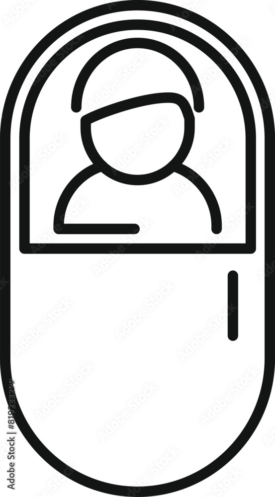 Poster stylized line art of a person inside a capsule, ideal for user interface design