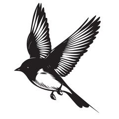 Naklejka premium Swallow in cartoon, doodle style. Image for t-shirt, web, mobile apps and ui. Isolated 2d vector illustration in logo, icon, sketch style, Eps 10. AI Generative