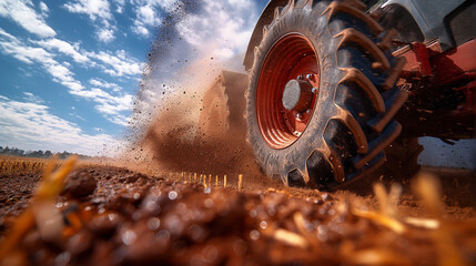 Captivating image of a tractor navigating through farming, plantation, agriculture