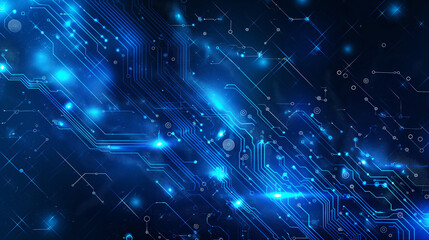 A blue background with a lot of lines and dots