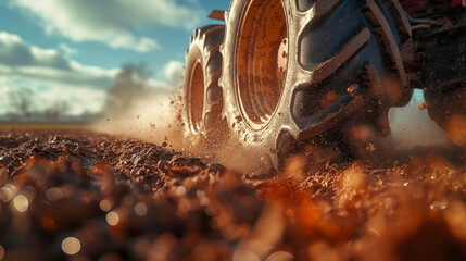 Captivating image of a tractor navigating through farming, plantation, agriculture