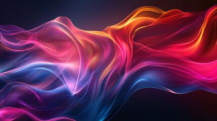 A colorful wave of light with orange and blue streaks