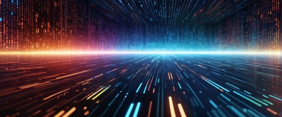 Obraz premium An abstract digital background with binary code and AI algorithms running in the background