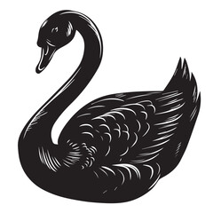 Obraz premium Swan in cartoon, doodle style. Image for t-shirt, web, mobile apps and ui. Isolated 2d vector illustration in logo, icon, sketch style, Eps 10. AI Generative
