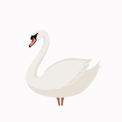 Obraz premium Swan in cartoon, doodle style. Image for t-shirt, web, mobile apps and ui. Isolated 2d vector illustration in logo, icon, sketch style, Eps 10. AI Generative