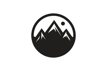 mountain logo black and white, vector