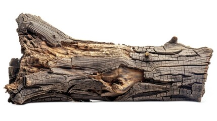 Fototapeta premium Detailed shot of a piece of wood on a plain white backdrop. Ideal for backgrounds or textures
