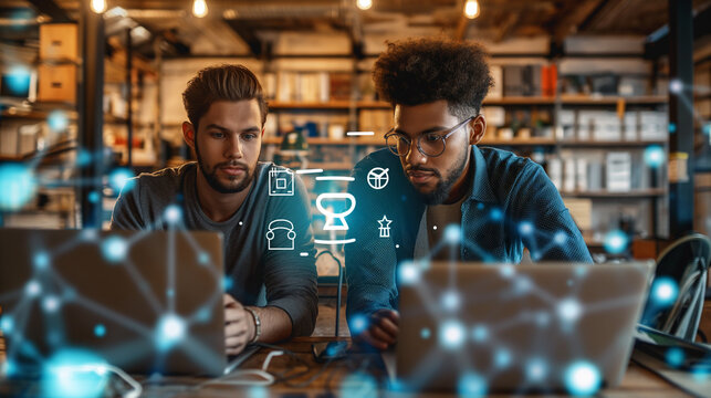 A group of people are working on a project together