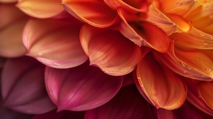 Closeup of layered flower petals showing gradient colors, intricate details, and textures, Macro, Realistic, High Detail