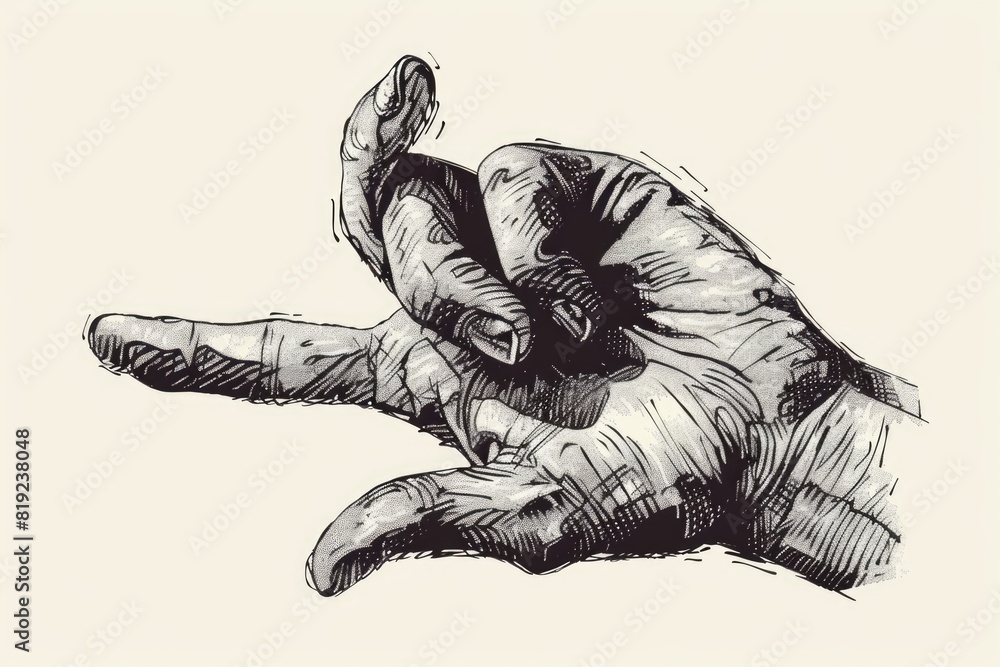 Poster simple drawing of a hand holding an object. suitable for various design projects
