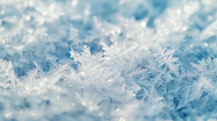 Frozen ground with ice crystals, winter scene, whites and light blues, macro photography, detailed ice texture