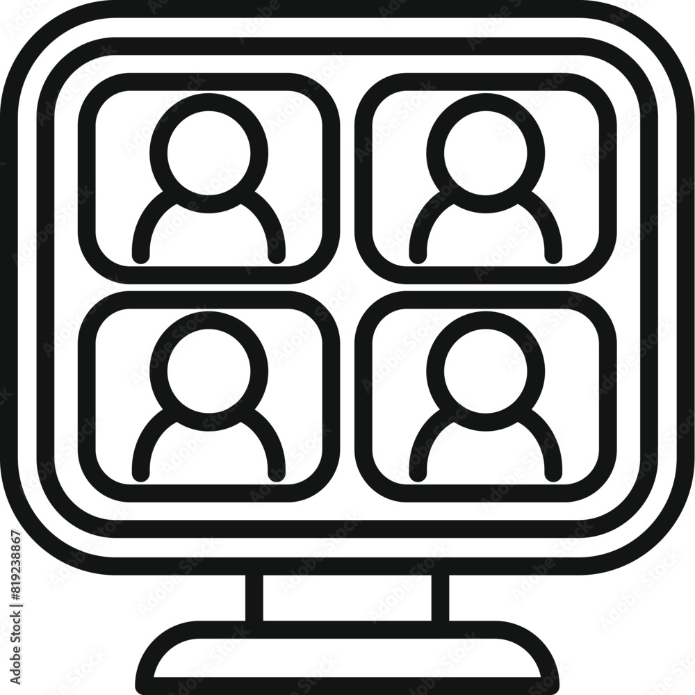 Poster symmetrical and minimalist online meeting icon illustration in vector format for user icons on digit