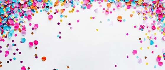 Colorful flying confetti isolated on white background, celebration, birthday, holiday, 