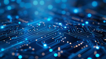A computer chip is shown in a neon color scheme