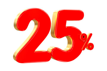 3d sales discount Number 25 percentage price tag for discount sale promotion concept by 3d render
