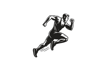 running athlete logo side view, vector silhouette