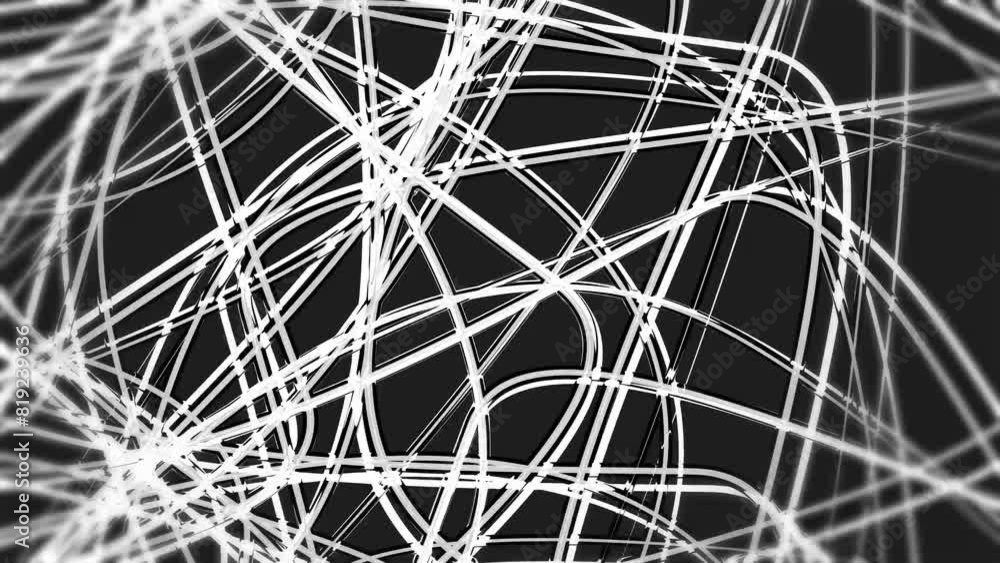Poster seamless rippled flow chaotic confusion chaos chrome wire modern background loop. technical looped a
