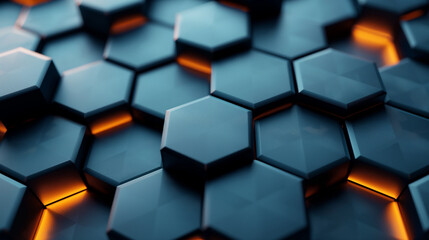 A close up of a blue and orange hexagonal pattern
