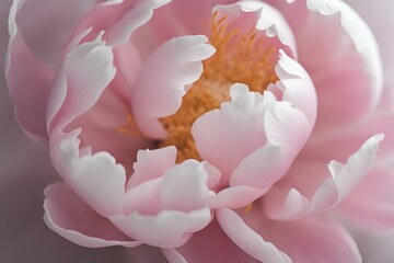 A close-up photo of a pink Peony with blurred background, White flower background