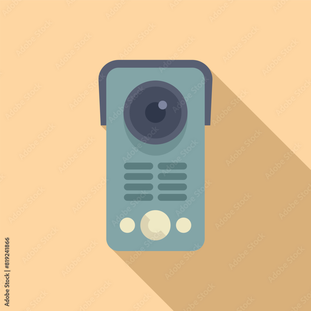Poster flat design vector illustration of a retro camera with a shadow effect, ideal for icons or logos