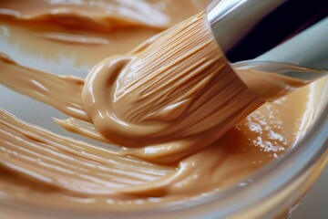 A detailed view of a bowl filled with creamy peanut butter, highlighting its texture and appearance