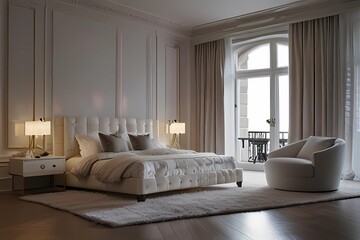 White Luxurious Bedroom with details

