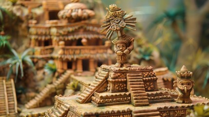 Fototapeta premium Modelling clay characters. Discovering an Inca temple
