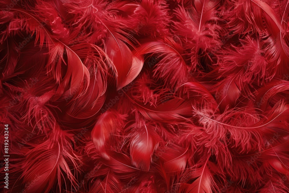 Poster a close up of a bunch of red feathers. suitable for various design projects