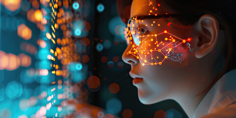 An AI researcher trains their neural network, feeding it vast datasets to help it learn and improve, anticipating breakthroughs in the field.