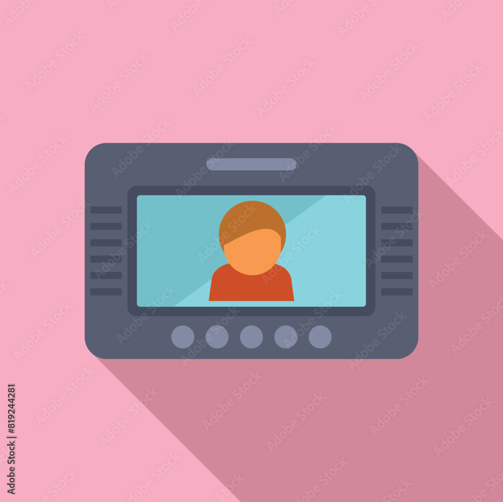Poster flat design of a user avatar on a digital device screen with shadow