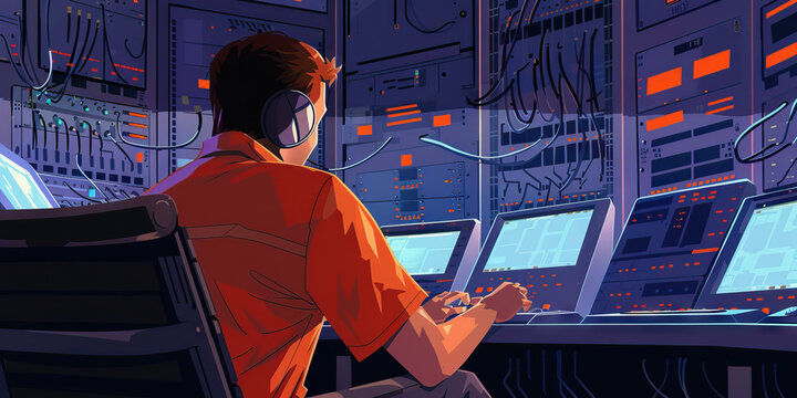A programmer sits in awe before their newly built supercomputer, humming with immense computational power and potential. 