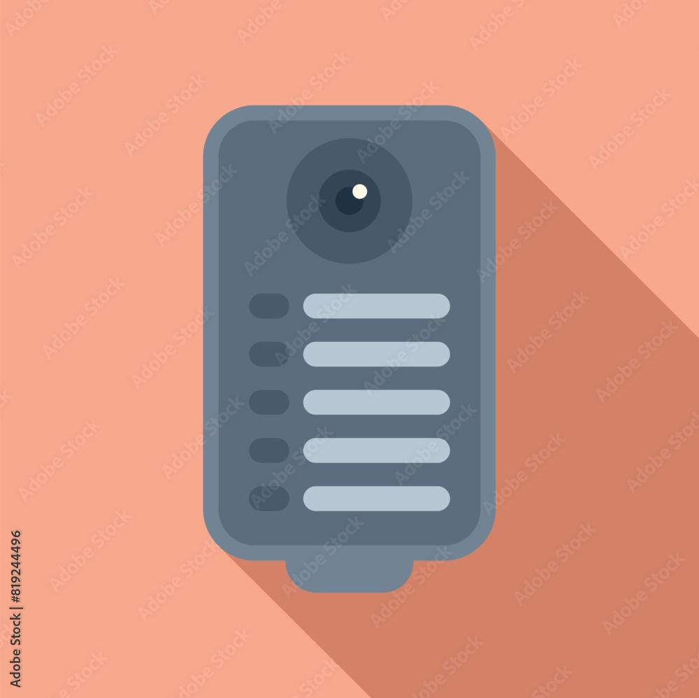 Poster vector illustration of a sleek intercom system icon with a minimalist design, isolated on a pastel b
