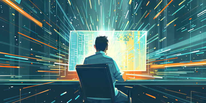 A Coding Enthusiast Gazes in Awe at Their Powerful Supercomputer