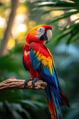 Fototapeta premium Vibrant Macaw Amidst Enchanting Forest