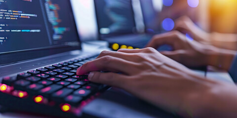 In a world of endless coding, a coder's fingers dance nimbly across the keyboard, crafting lines of code with artistic precision