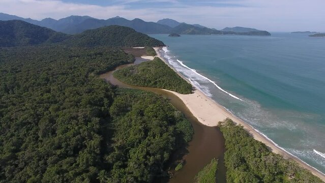 Aerial view of Puruba Beach - Ubatuba, S&atilde;o Paulo, Brazil