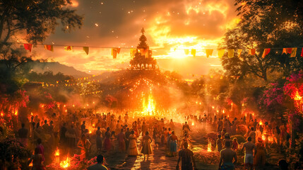 AI-Crafted: Vibrant Outdoor Festa Junina Night Scene