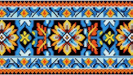 Traditional Ethnic Ukrainian Embroidery Pattern Design