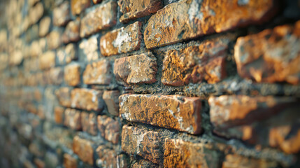Detailed view of a brick wall showing texture and pattern