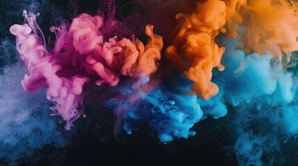 Obraz premium Colorful Ink Explosion. Abstract Multicolor Fume on Background with Paint Clouds Texture