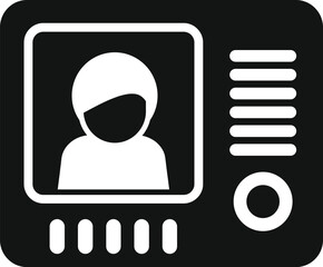 Vintage retro television avatar icon in black and white, representing classic broadcast media entertainment, oldfashioned display, and minimalistic design