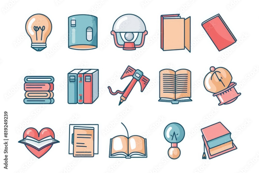 Poster a simple composition of books and a lamp. suitable for educational or reading-related concepts