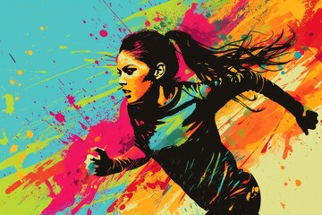Bold Movement: Abstract Shapes Surrounding Runner
