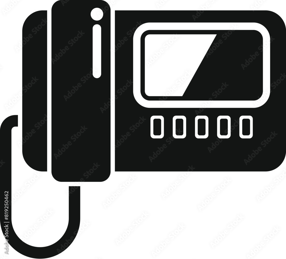 Poster black and white graphic icon representing a compact digital camera with screen and buttons