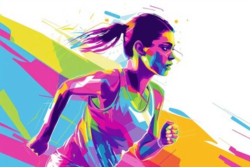 Dynamic Fusion: Colorful Shapes Surrounding the Athlete