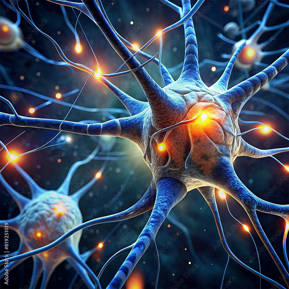 Aufkleber the incredible journey of neurons it shows neurons traveling through a network of nerve fibers. this